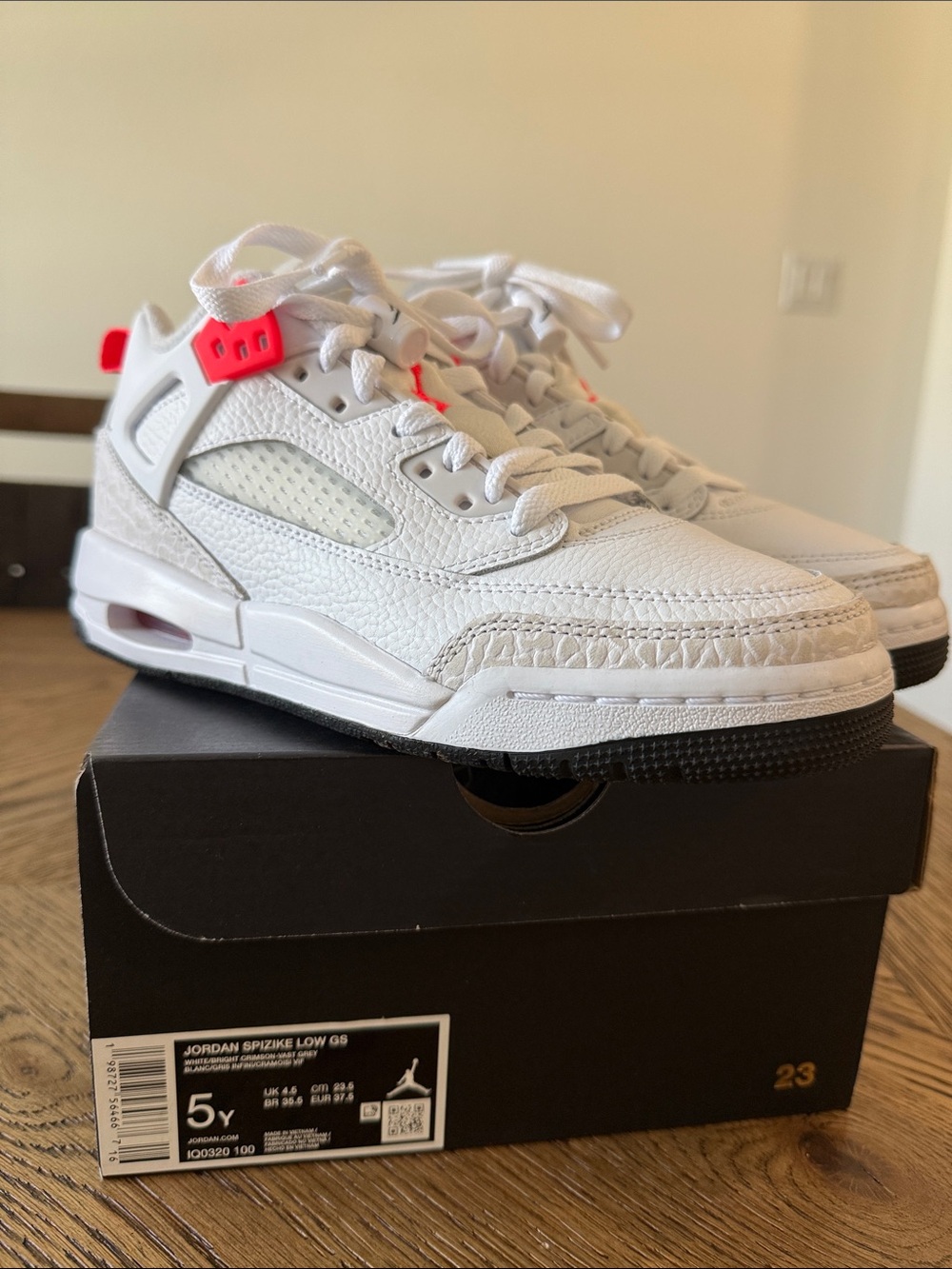 Jordan Big Kids White Sneakers with Neon Accents